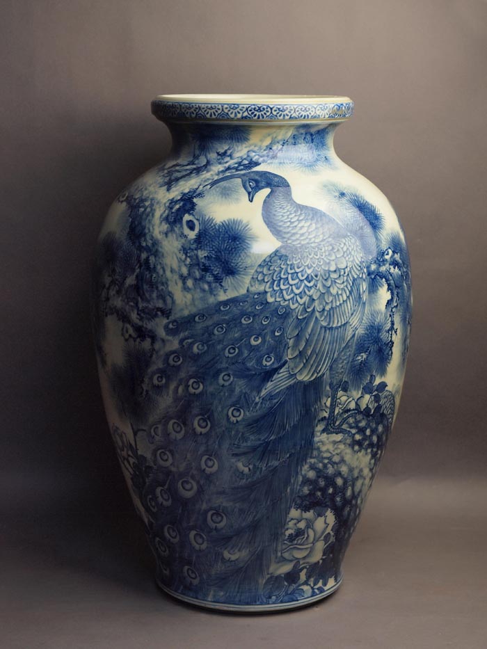 японская ваза с павлином, японская керамика