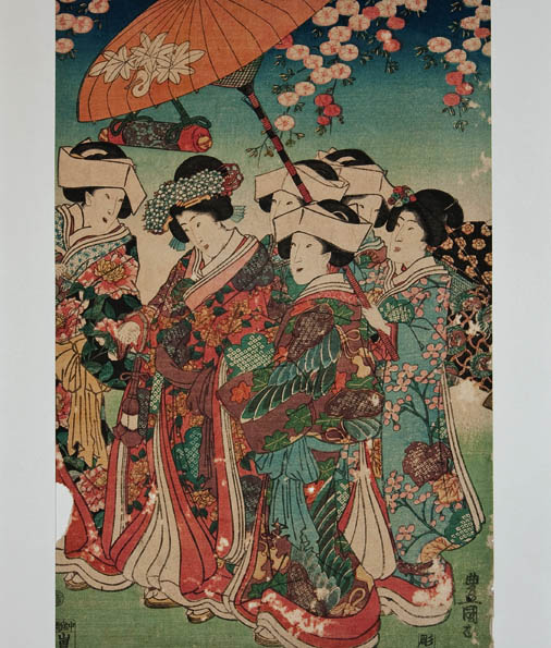 японские гравюры, Утагава Кунисада, куртизанки на прогулке