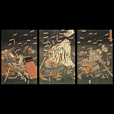 Утагава Куниёси. Гибель Кусуноки Масацура (триптих). 1847 - 1852