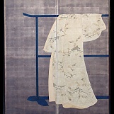 Серебряная ширма с изображением кимоно. Поздний Эдо