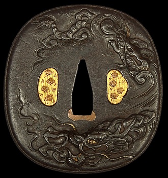 Цуба с изображением нисходящего дракона