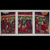Тоёхара Кунитика. Триптих Театральное представление во дворце