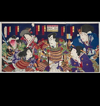 Тоёхара Кунитика. Триптих Актёры театра Кабуки