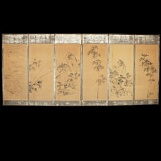 Такада Тэй. Ширма с пейзажами и бамбуком. 1827 г.