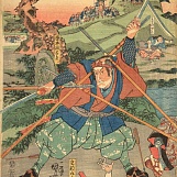 Утагава Куниёси. Воин, сражающийся двумя мечами. 1815 - 1842