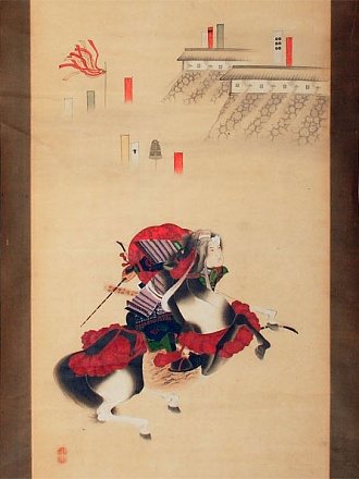 Всадник на полном скаку. Вертикальный свиток