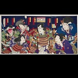 Тоёхара Кунитика. Триптих Актёры театра Кабуки