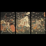 Утагава Куниёси. Гибель Кусуноки Масацура (триптих). 1847 - 1852